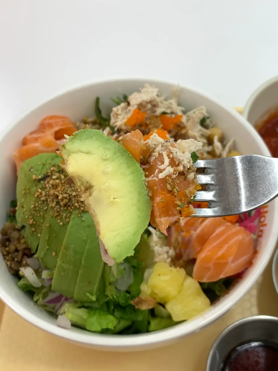 Super Protein poke piled high with added salmon