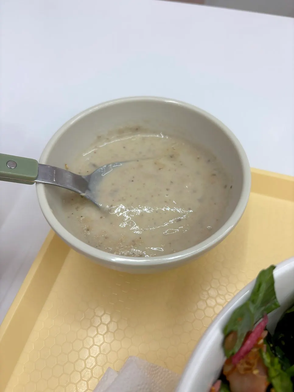 Warm mushroom soup ordered as part of the set