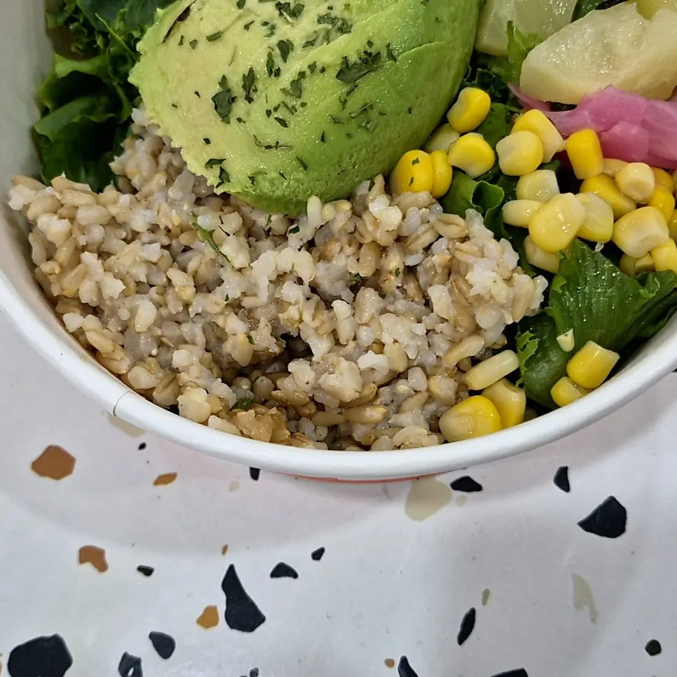 Mixing together the avocado poke