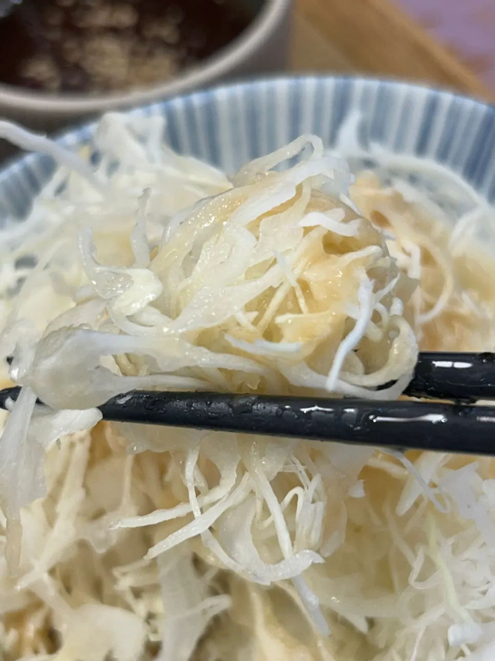 Cabbage salad drizzled with dressing