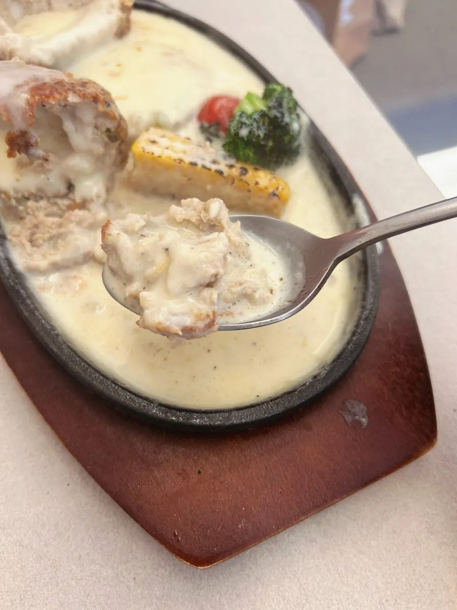 Close-up of the salmon gnocchi