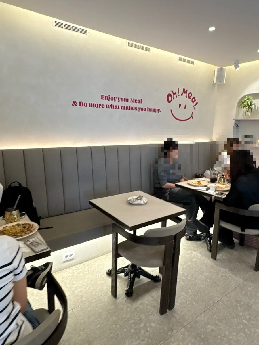 Sunlit seating inside Omil Hongdae