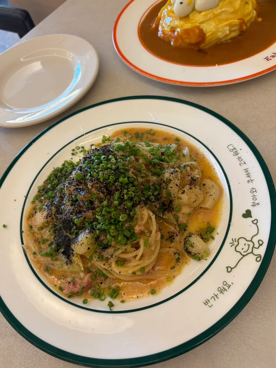 Tube rubber duck served with the rubber duck omurice