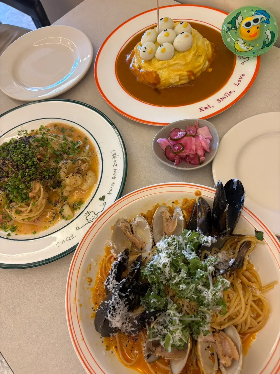 A plate of spicy pollack roe pasta