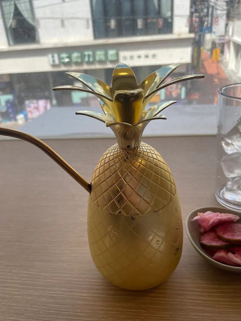 Pineapple ade set next to the pasta
