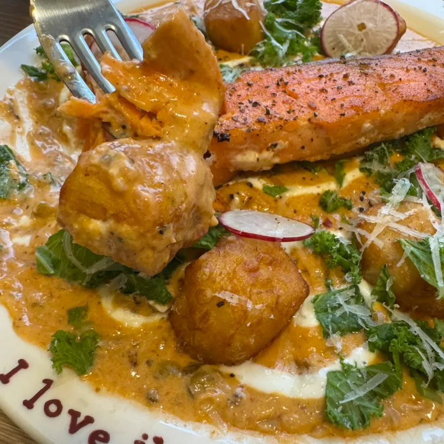 Close-up of chewy gnocchi and cream sauce