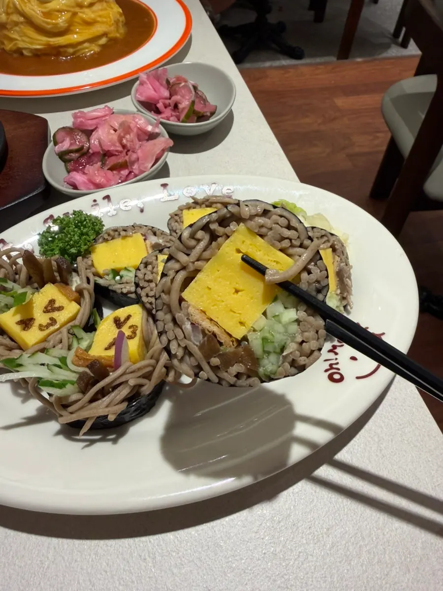 Summer vacation omurice and pink pickle self-service bar at Omil Hyehwa Daehangno