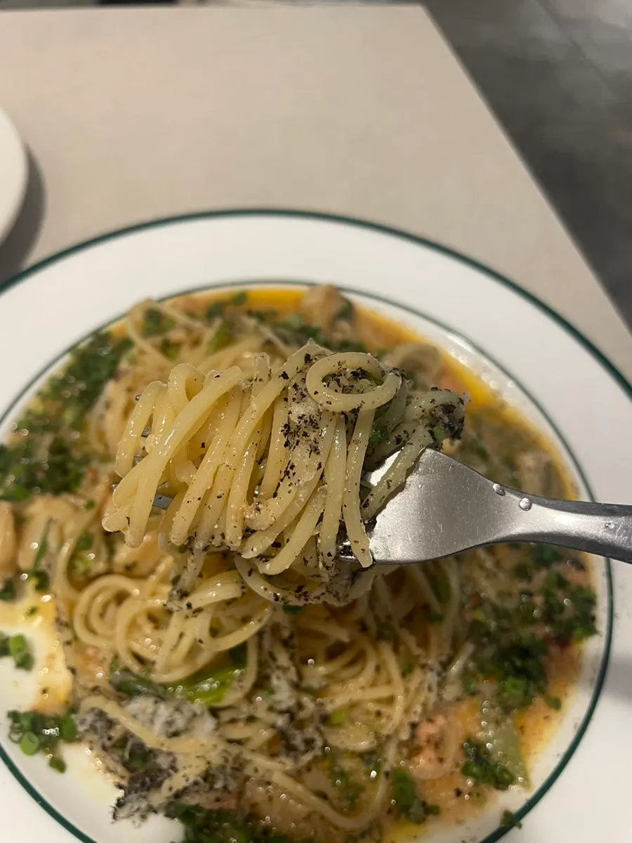A plate of spicy pollack roe pasta