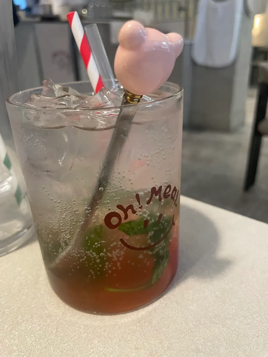 A glass of basil tomato ade