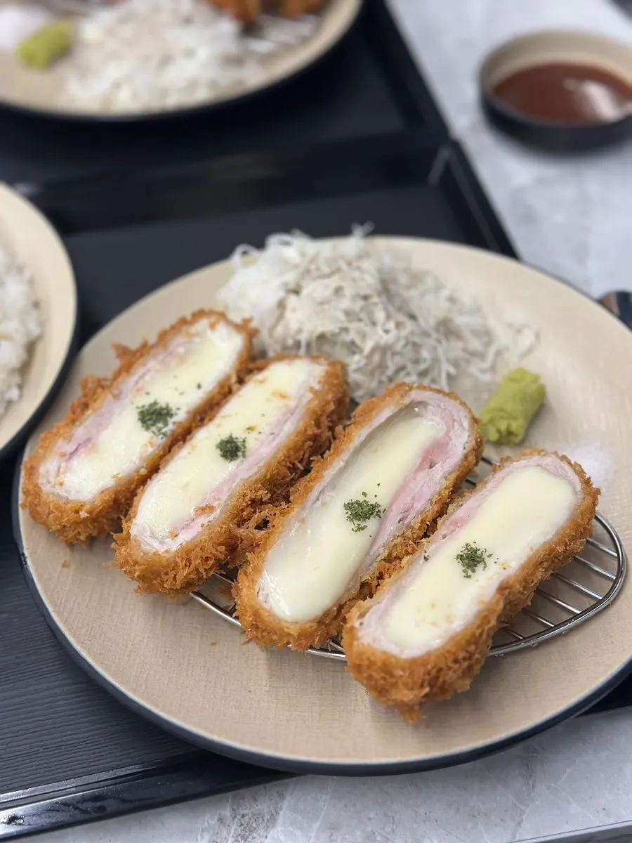 Minced-meat curry rice set spread at Omi Katsu