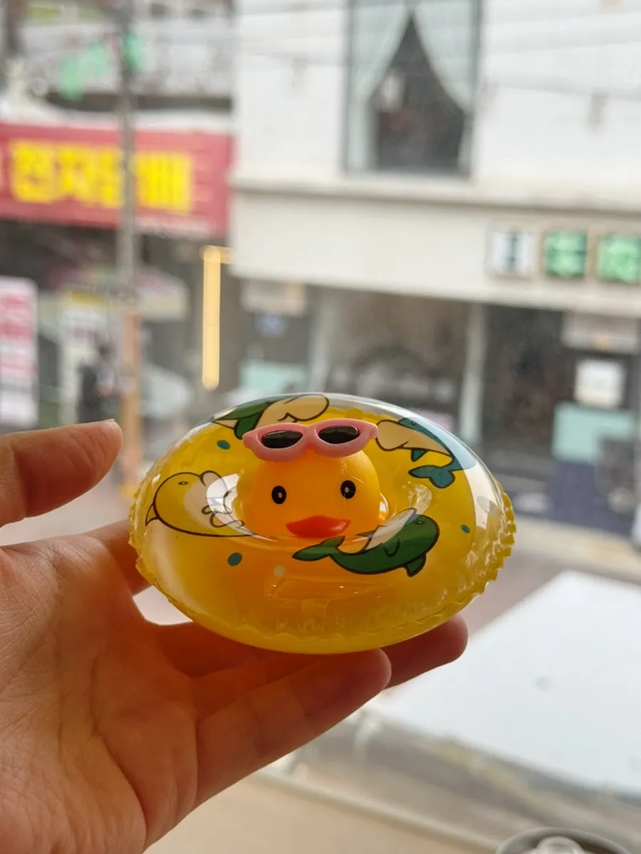 Close-up of the rubber duck toy