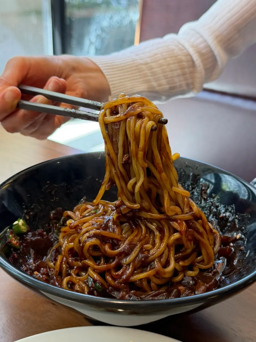 A bowl of spicy chili jjajangmyeon