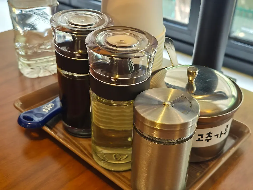 Various seasonings set out on the table