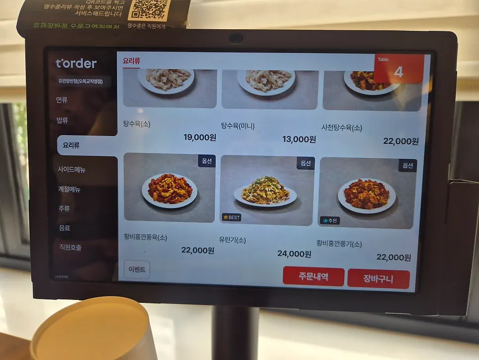 Additional page of the Yugwanjang menu board