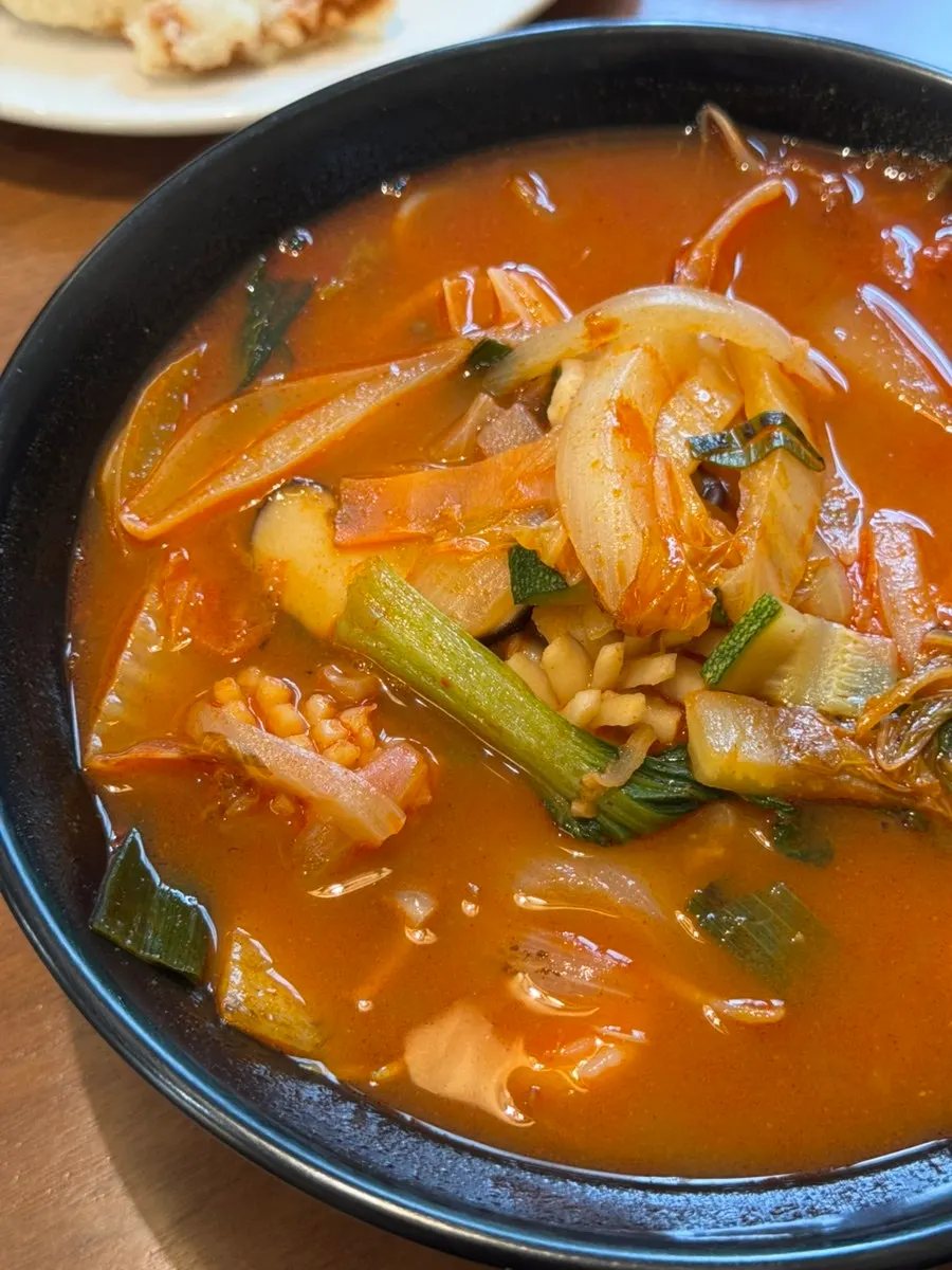 Clean sagol bone broth base of the jjampong