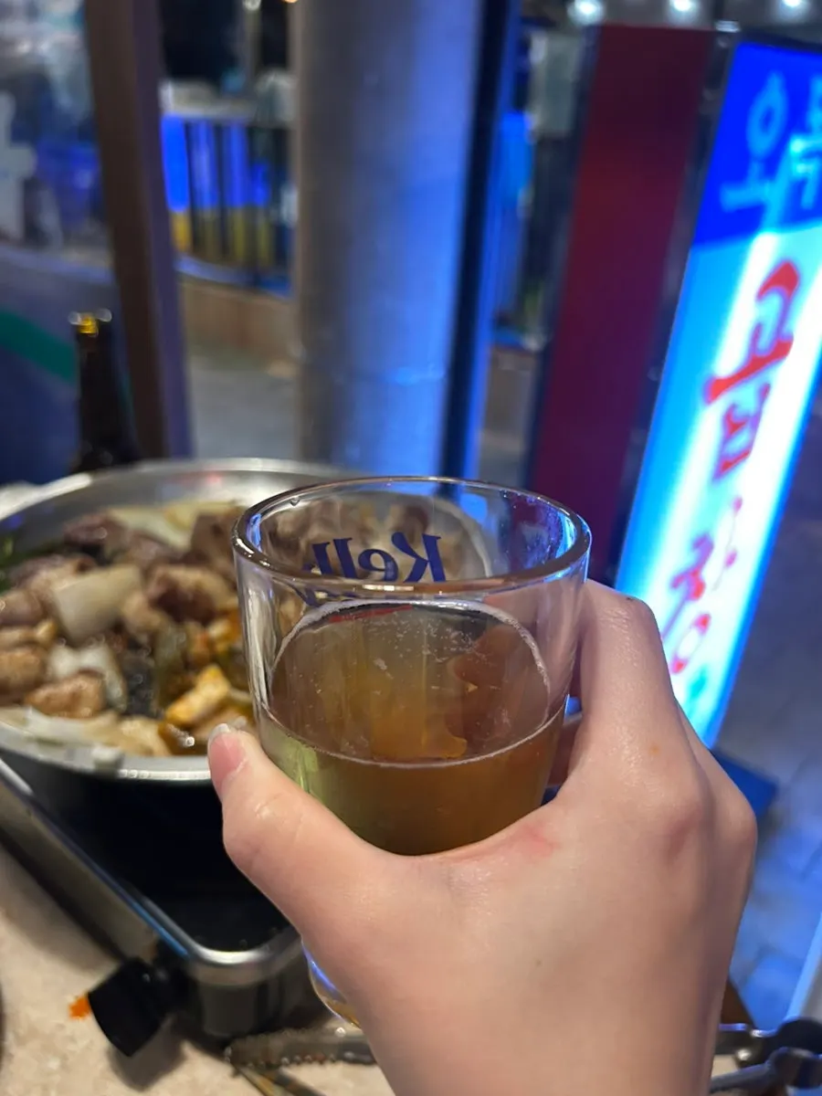 곱창과 함께 구워지는 대파구이