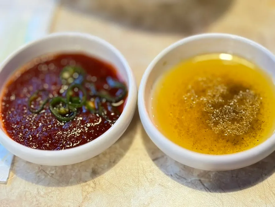 Gopchang dipping sauce with onion and chili