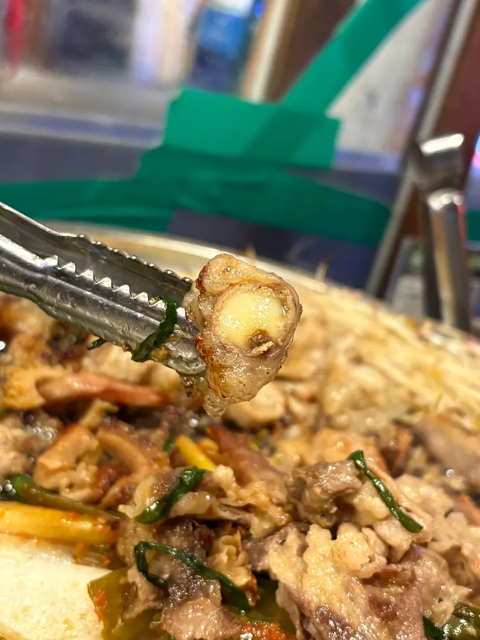 Cross-section of grilled garlic gopchang