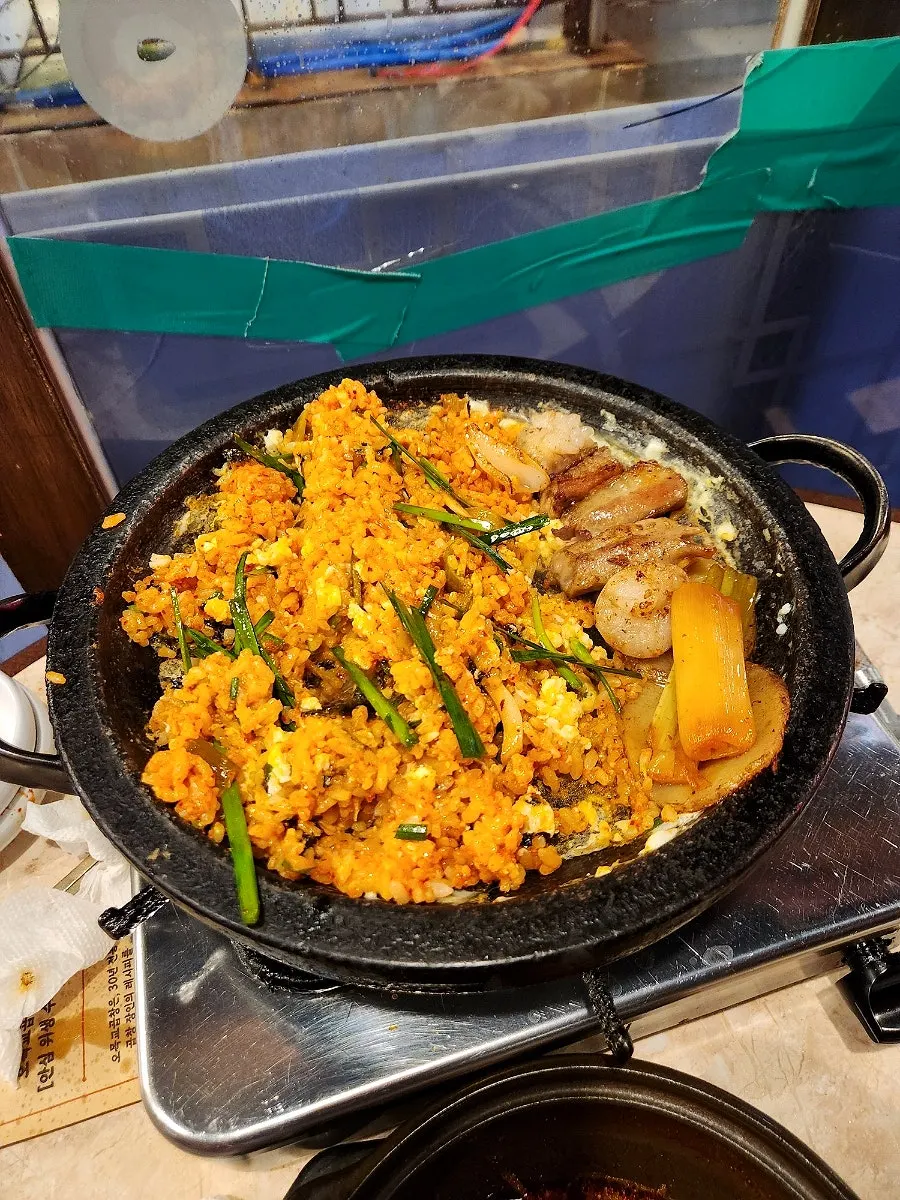 Reheating the leftover gopchang