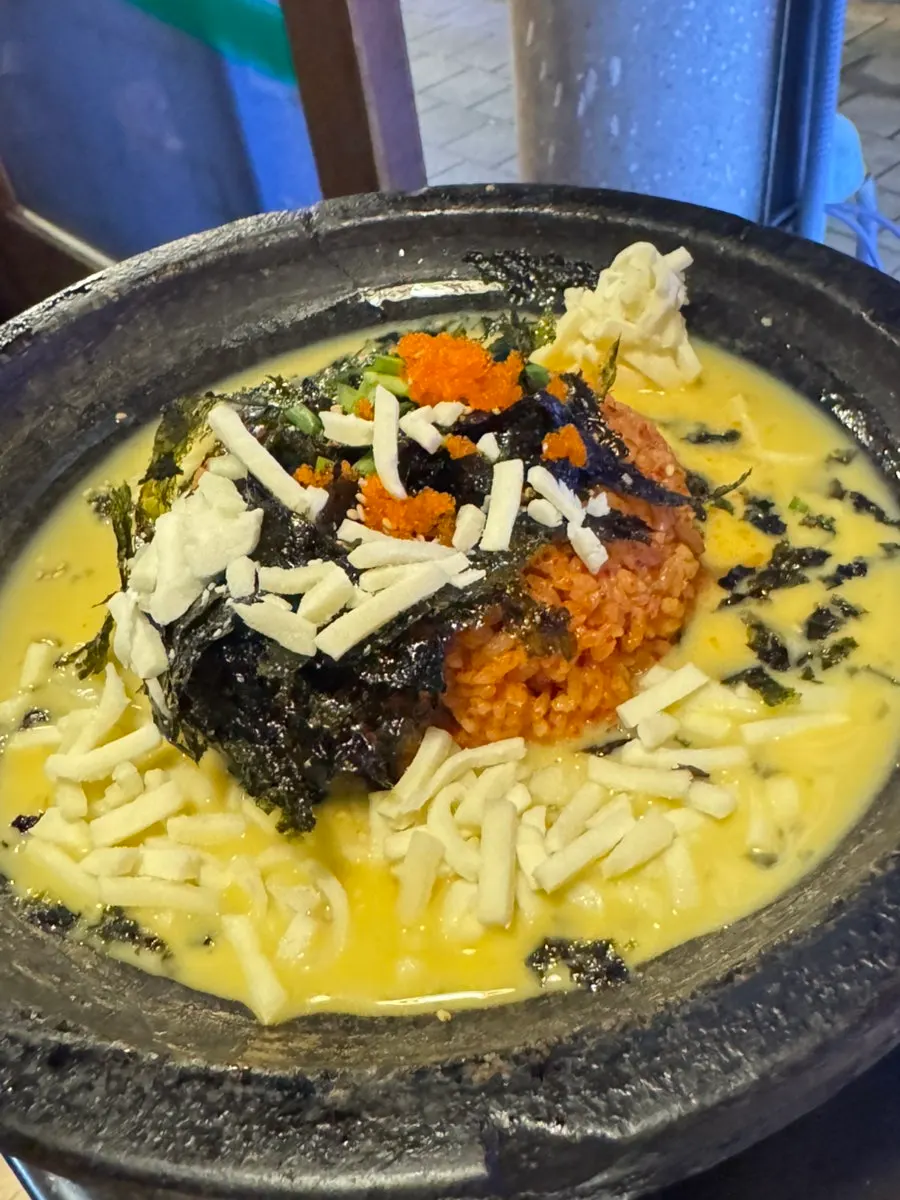 Ingredients being prepared for Omokgyo fried rice