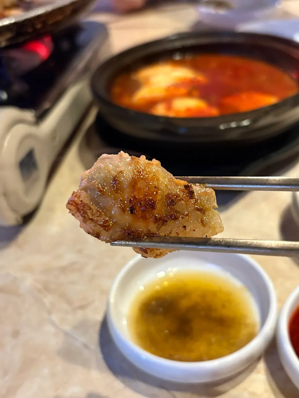 서산 육쪽마늘을 넣은 마늘곱창 클로즈업