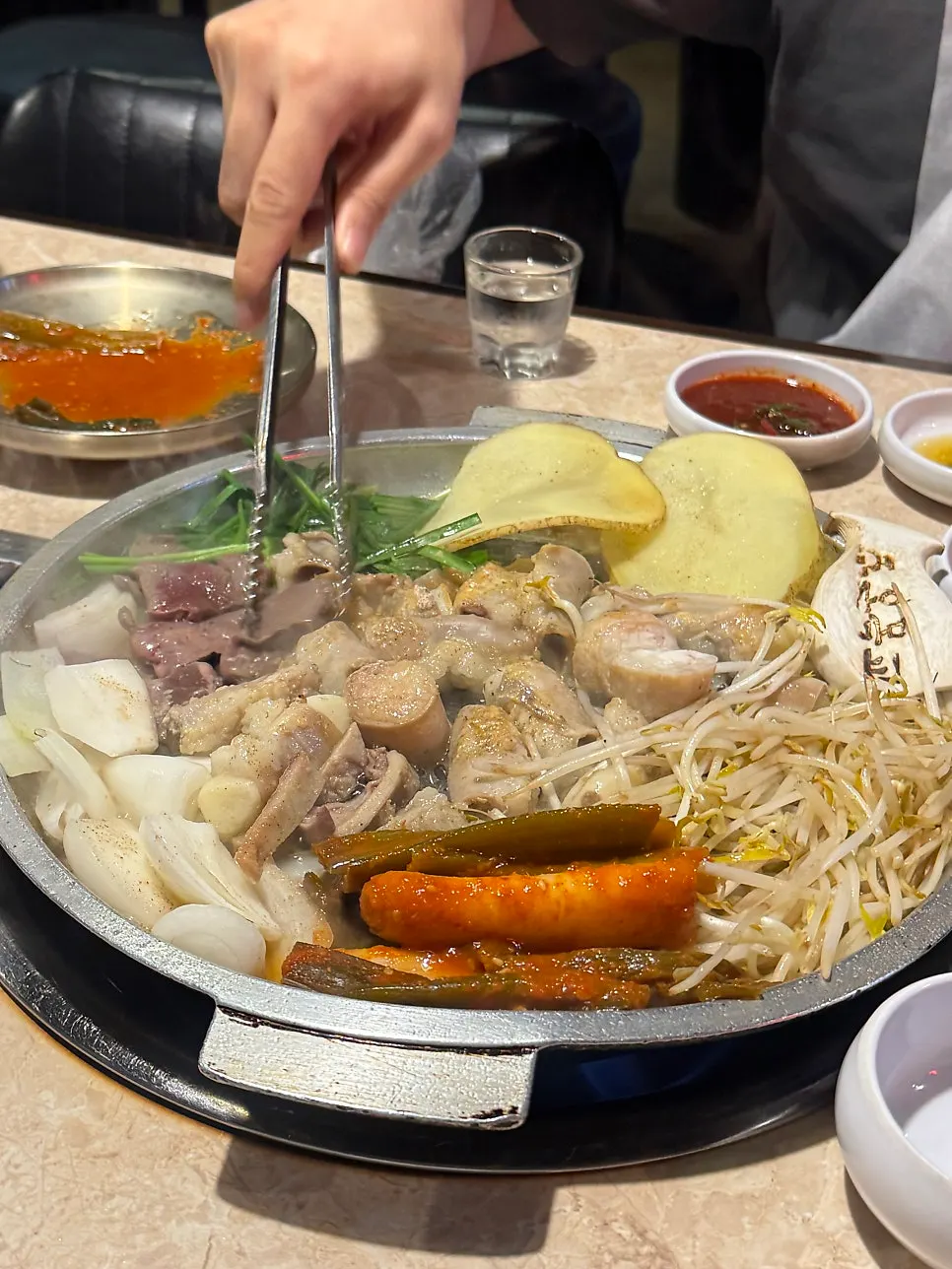 Mixed gopchang platter with gopchang, makchang, daechang, heart, and beehive tripe