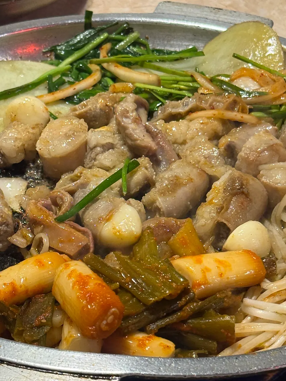 A piece of gopchang grilled by staff