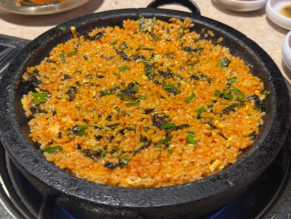 Fried rice mixed and ready to eat