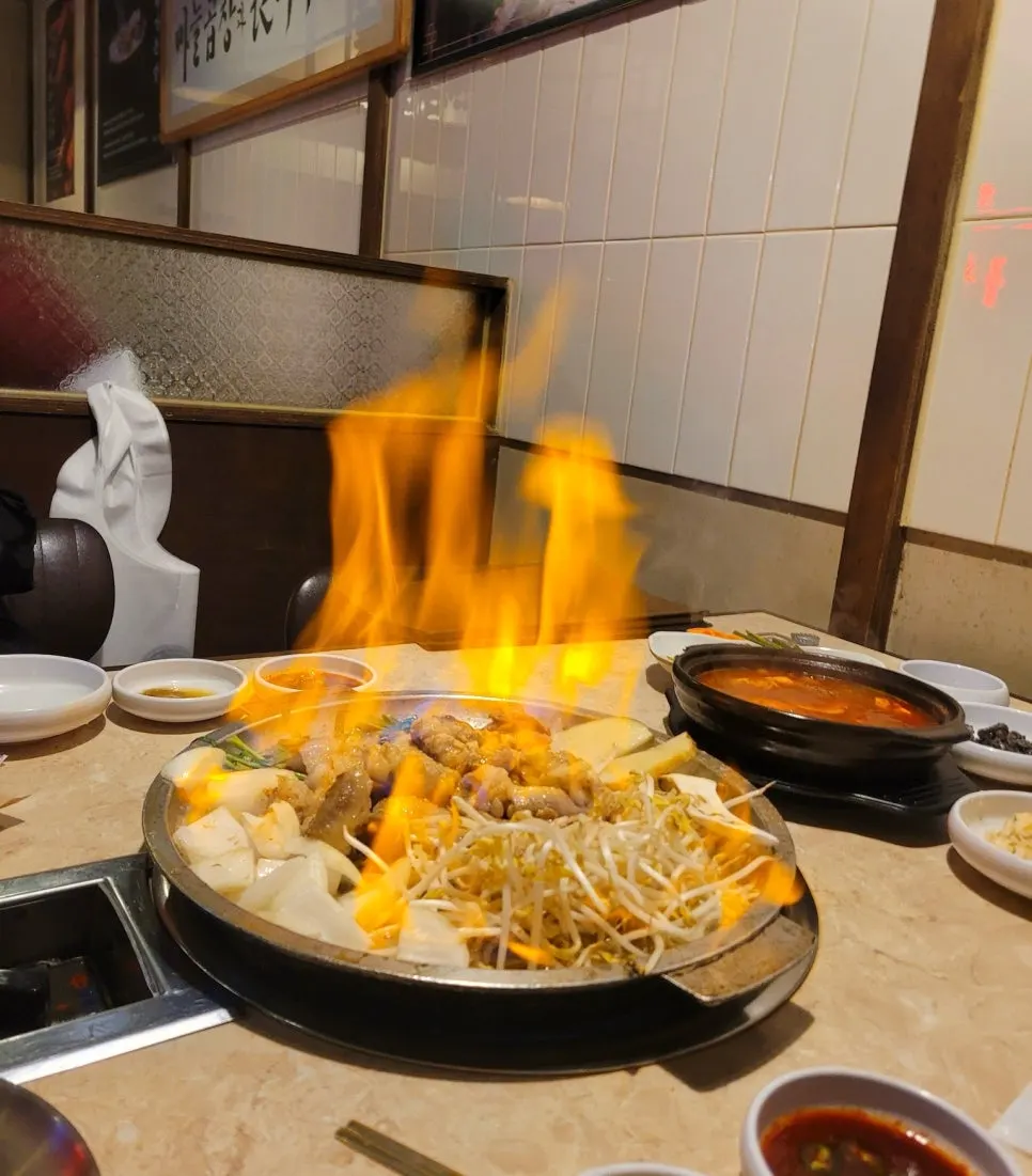 Flames rising high during the gopchang fire show