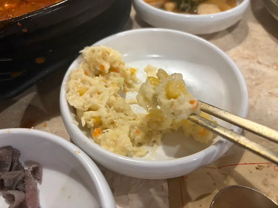Potato salad served as a basic side dish