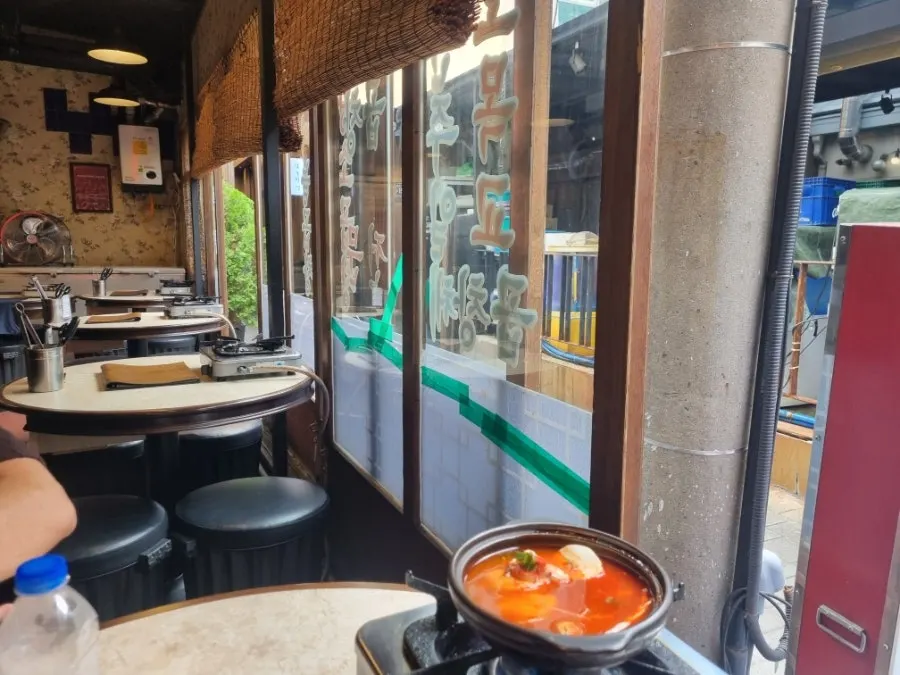 Review event signage placed on the table