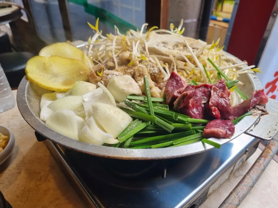 Two servings of mixed gopchang ordered for two