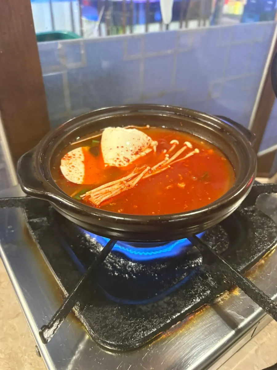 Spicy sundubu-jjigae served as a basic side
