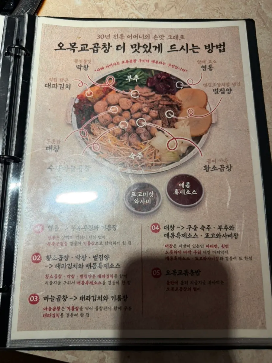 Mixed gopchang platter for two ordered from the menu