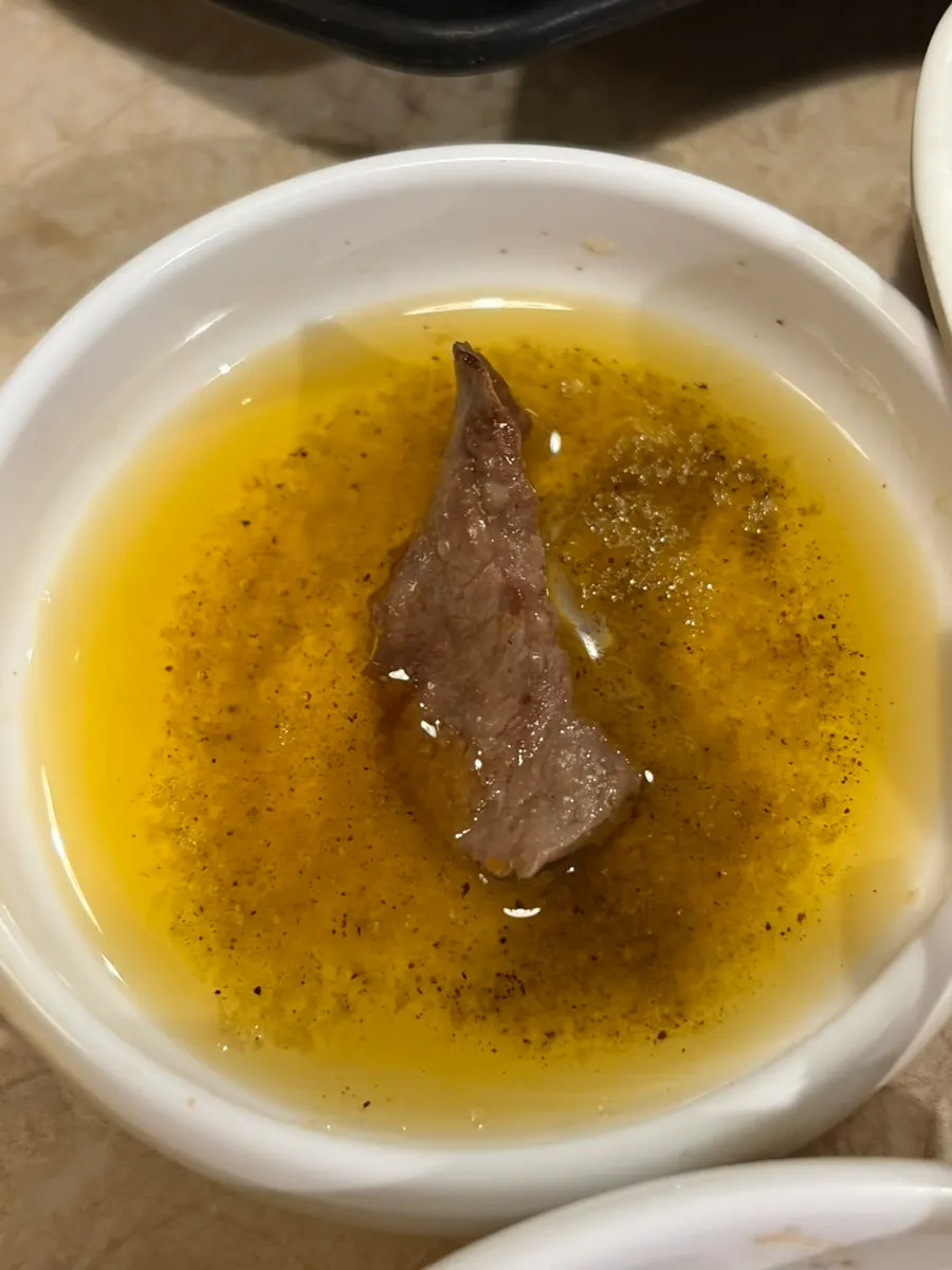 불판 위에 올린 대파김치