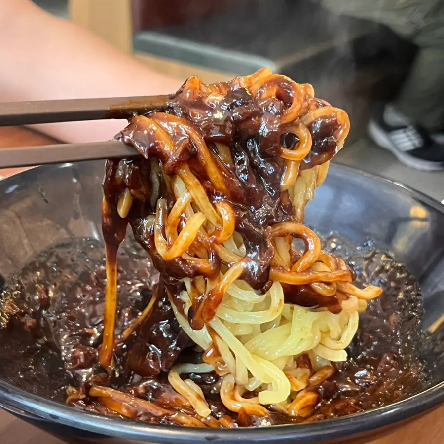Remaining tray jjajang sauce with rice