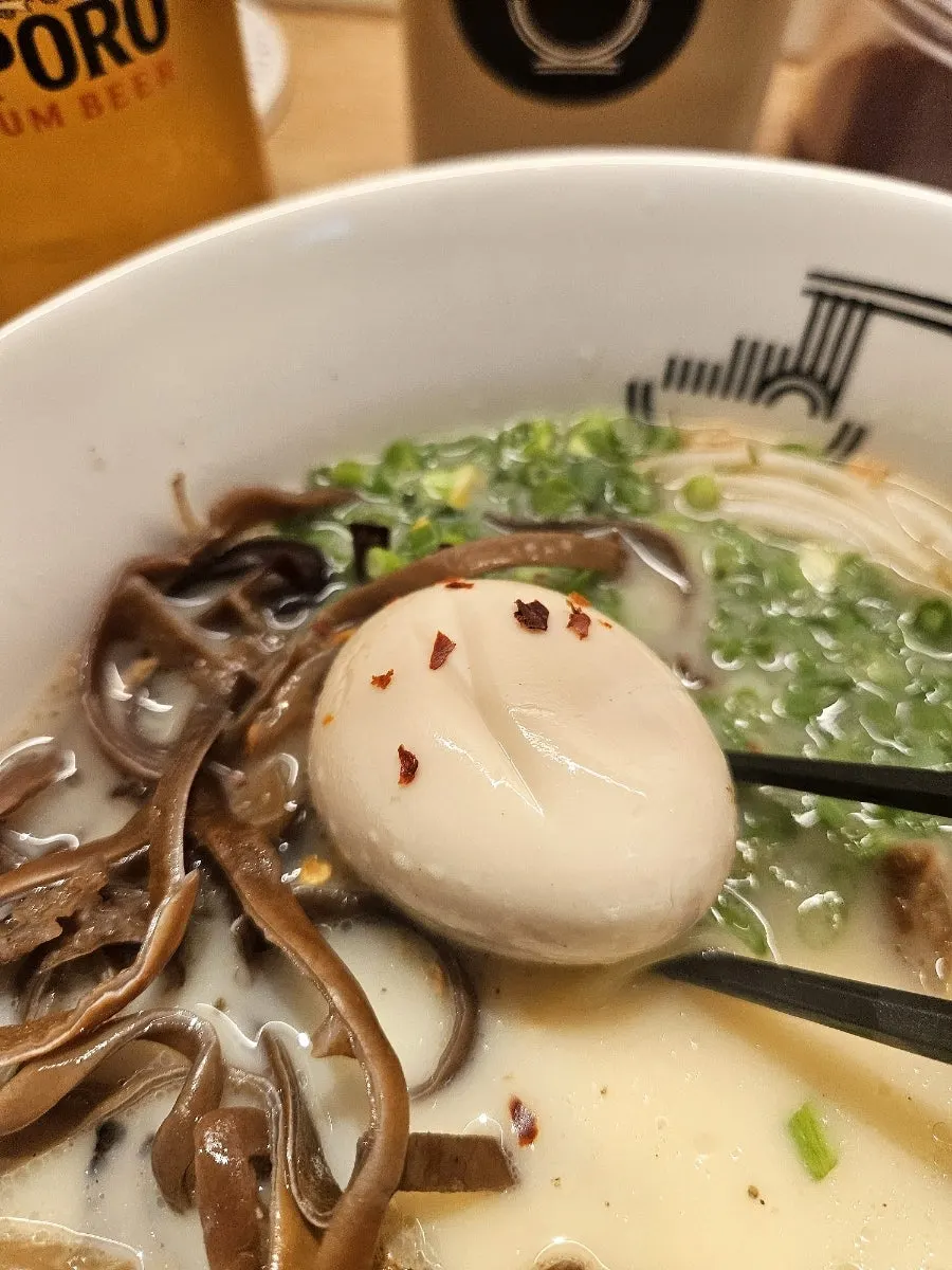 Motsu ramen with pork intestines and egg