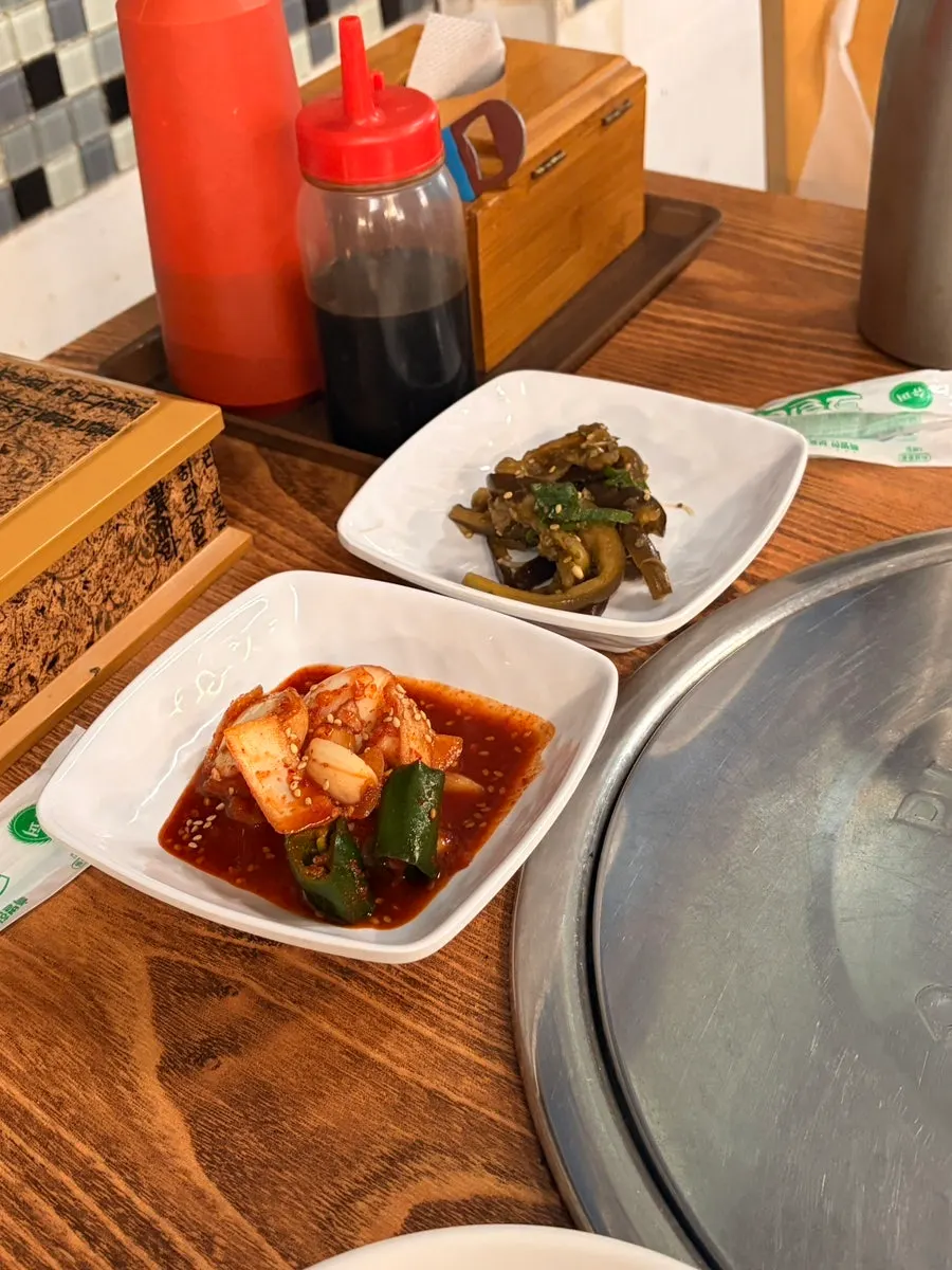 Rolled egg and stir-fried anchovy side dishes
