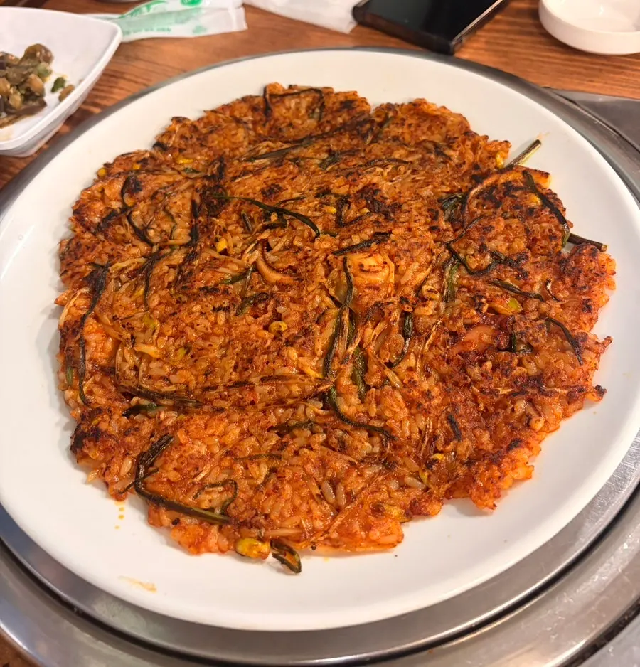 Haemuljjim fried rice with a crispy seared surface