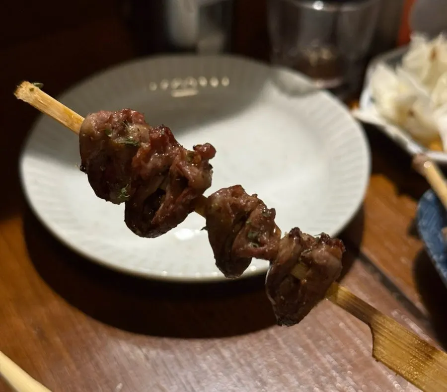Chewy chicken heart skewer