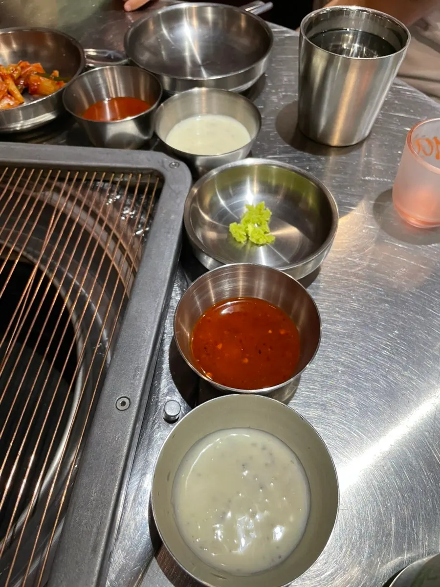 Full spread of standard side dishes at Ondogye