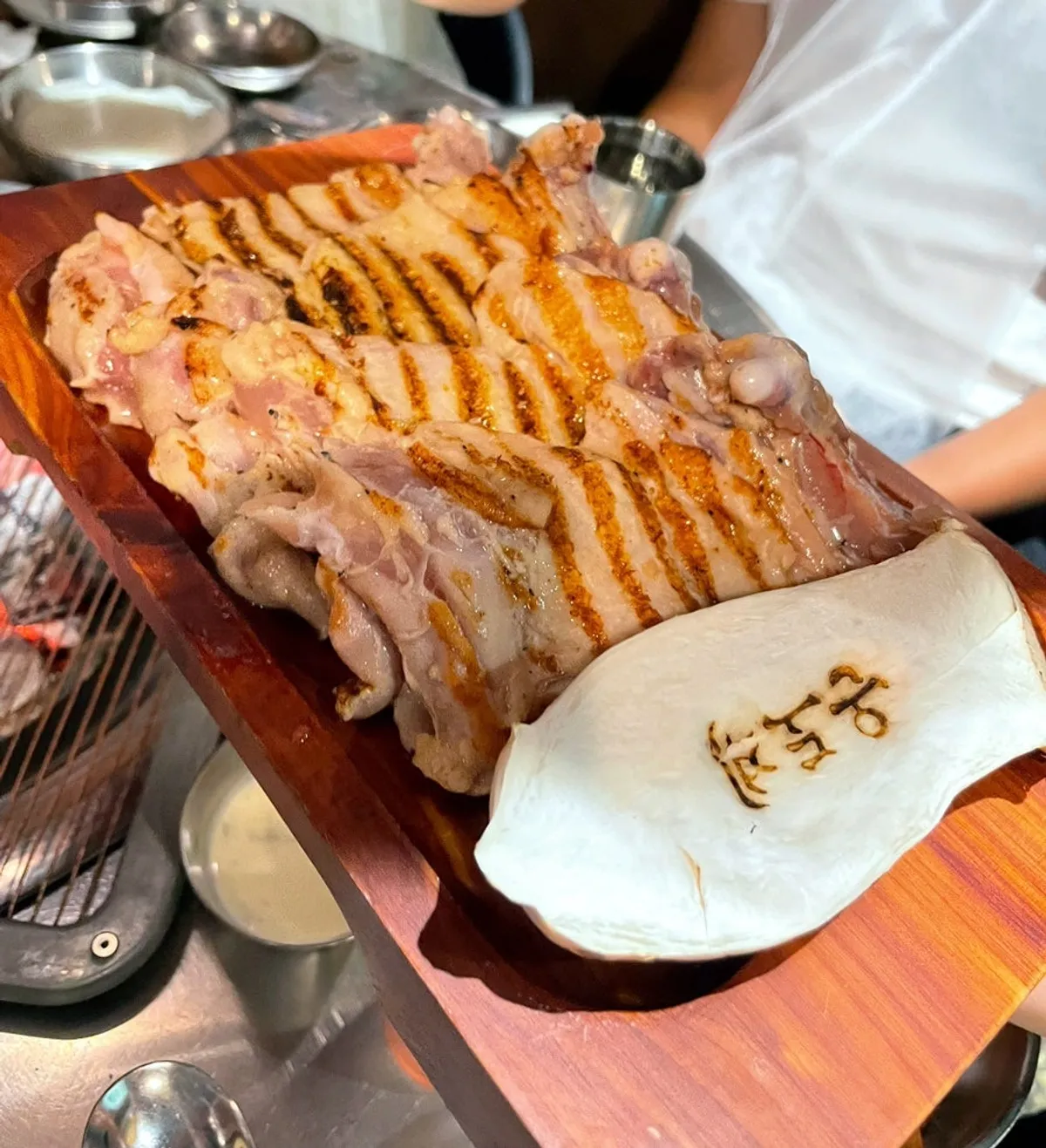 Two servings of pre-seared garlic salt chicken galbi