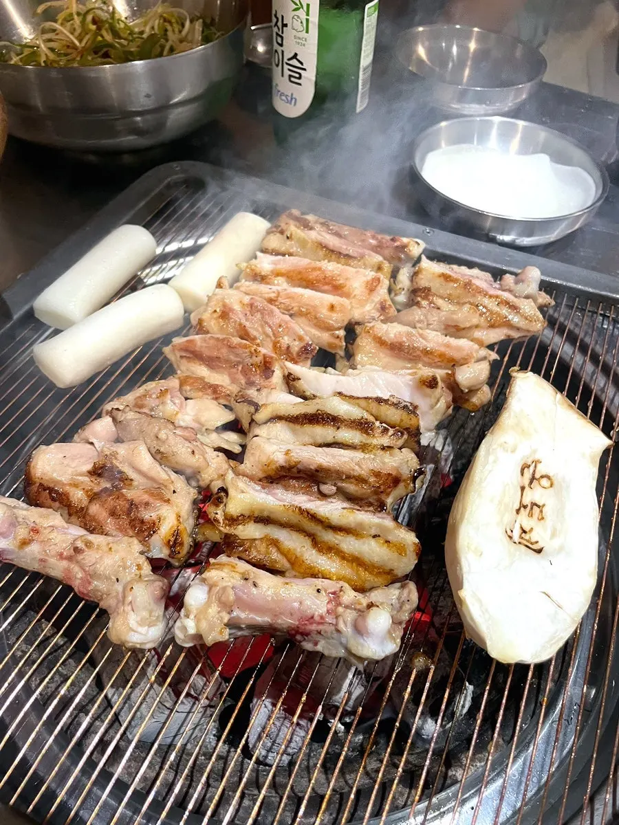Chicken galbi pieces cut by staff