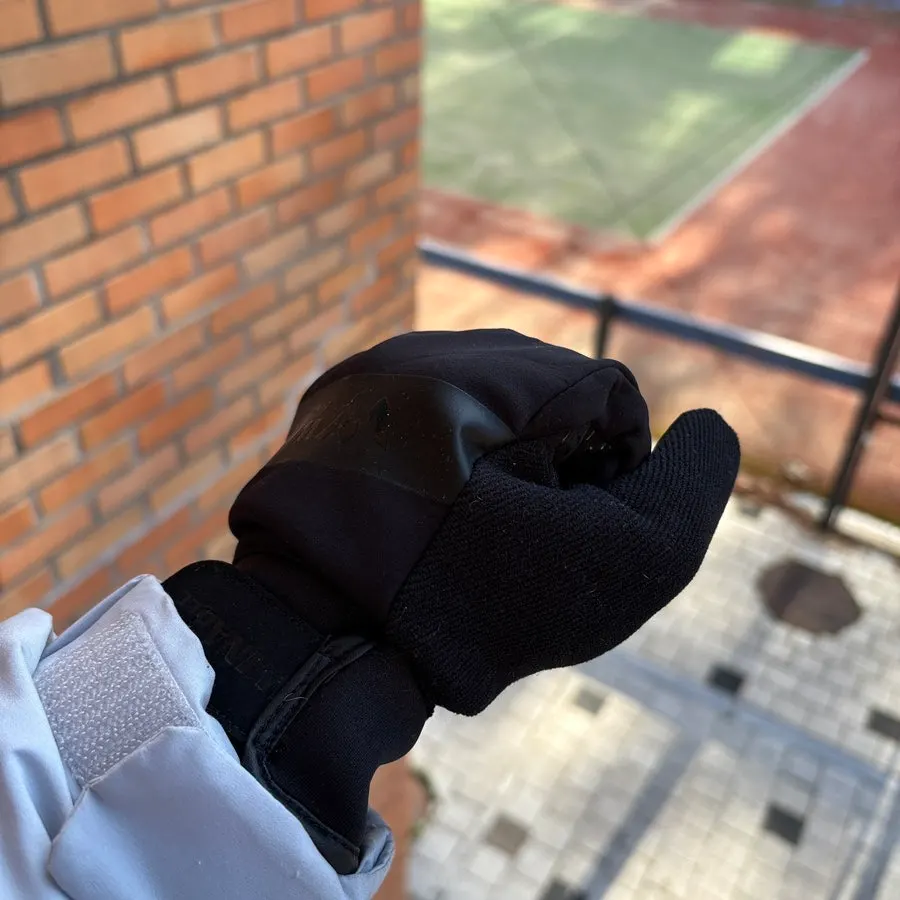 Waterproof material detail on winter gloves