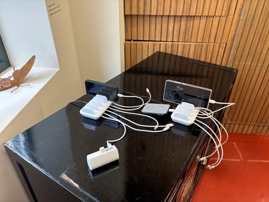 Seating area with charging outlets