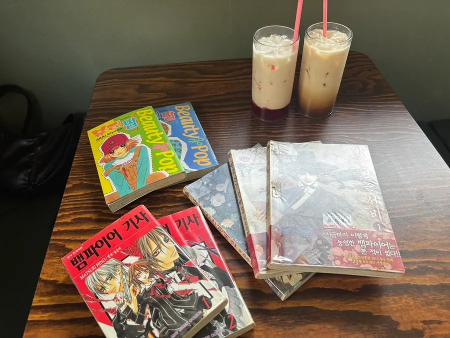 Manga opened up and read inside the room