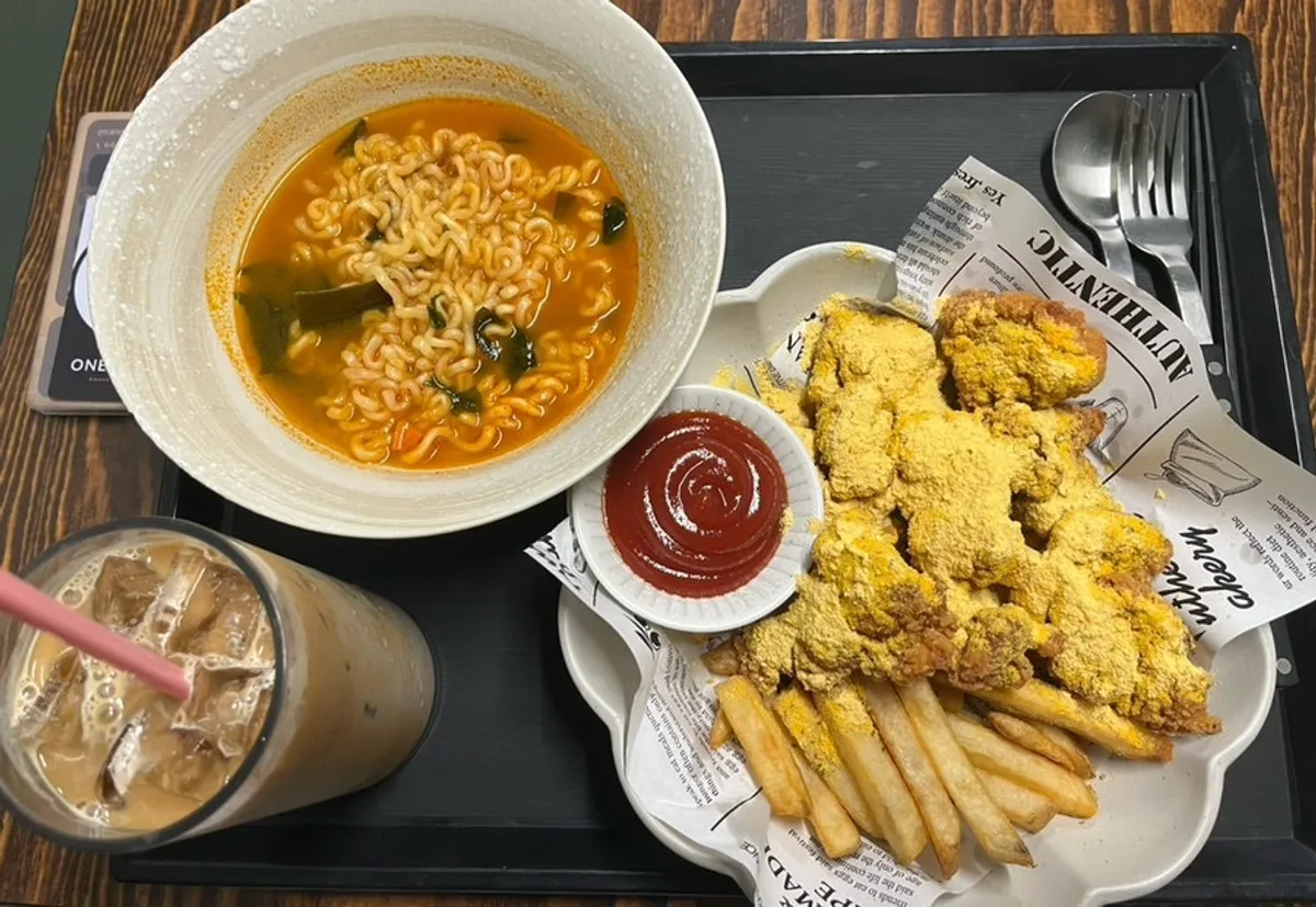 Meal and bunsik menu board at One Play Jamsil Branch