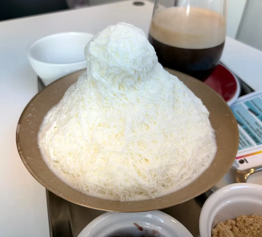 Milk bingsu before toppings are added