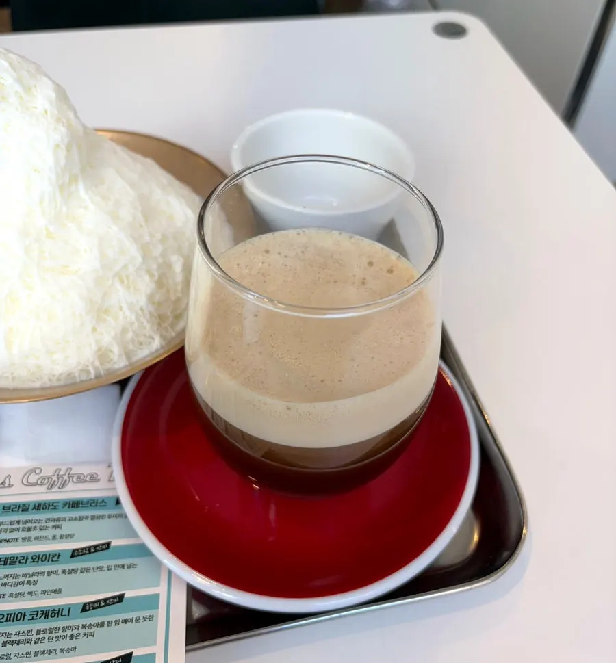 Iced today's coffee topped with fine foam