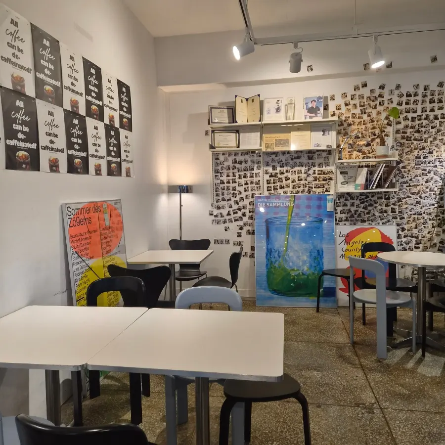 Interior seating and lighting at Wonz Coffee